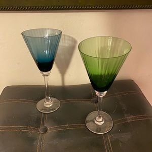Beautiful & Classy Blue & Green Led Crystal Wine Drinking Glasses!!!